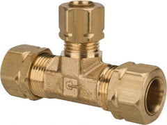 Parker - 3/8 x 3/8 x 1/4" OD, Brass Union Tee - 1,400 Max Working psi, -65 to 250°F, Comp x Comp x Comp Ends - Eagle Tool & Supply