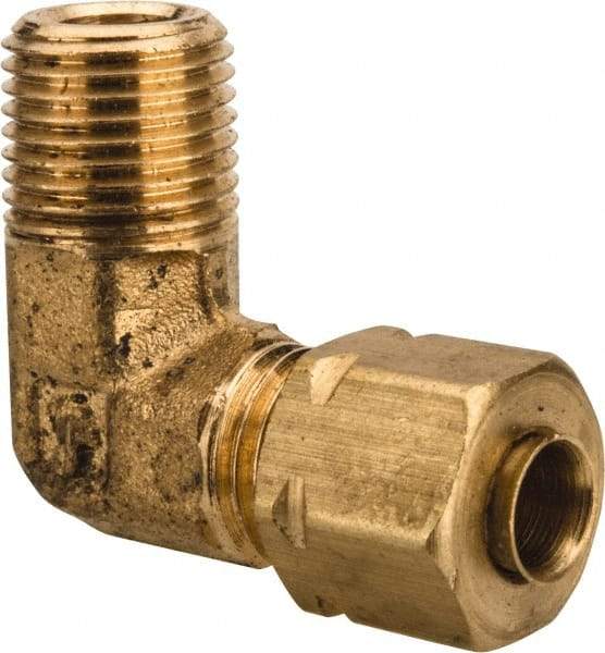 Parker - 3/16" OD, Brass Male Elbow - 1,900 Max Working psi, -65 to 250°F, Comp x MNPT Ends - Eagle Tool & Supply