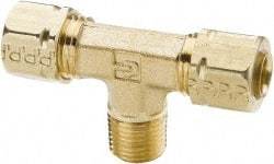 Parker - 3/16" OD, Brass Male Branch Tee - 1,900 Max Working psi, -65 to 250°F, Comp x Comp x MNPT Ends - Eagle Tool & Supply