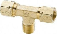 Parker - 3/16" OD, Brass Male Branch Tee - 1,900 Max Working psi, -65 to 250°F, Comp x Comp x MNPT Ends - Eagle Tool & Supply