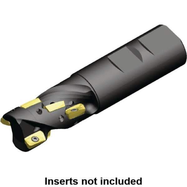 Kennametal - 25mm Cut Diam, 36.38mm Max Depth of Cut, 25mm Shank Diam, 103mm OAL, Indexable Square Shoulder Helical End Mill - ED.T 10T3.. Inserts, Weldon Shank, 0° Lead Angle, Through Coolant, Series Mill 1-10 - Eagle Tool & Supply