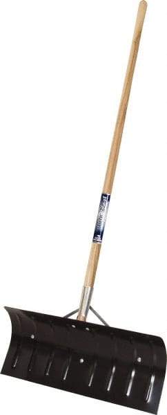 True Temper - 24 Inch Wide Blade x 11 Inch High Blade Pusher Snow Shovel - 45 Inch Long Wood Handle - Eagle Tool & Supply