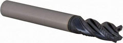 Iscar - 0.312" Diam, 5/8" LOC, 4 Flute Solid Carbide Roughing & Finishing Corner Chamfer End Mill - 0.012" Chamfer Length, TiAlN Finish, 2-1/2" OAL, 5/16" Shank Diam, Straight Shank, 38° Helix, Centercutting - Eagle Tool & Supply