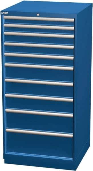 LISTA - 10 Drawer, Modular Storage Cabinet - Steel, 28-1/4" Wide x 28-1/2" Deep x 59-1/2" High, Blue - Eagle Tool & Supply