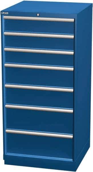 LISTA - 7 Drawer, Modular Storage Cabinet - Steel, 28-1/4" Wide x 28-1/2" Deep x 59-1/2" High, Blue - Eagle Tool & Supply