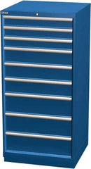LISTA - 9 Drawer, Modular Storage Cabinet - Steel, 28-1/4" Wide x 28-1/2" Deep x 59-1/2" High, Blue - Eagle Tool & Supply