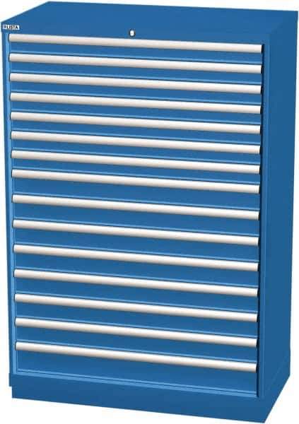 LISTA - 15 Drawer, Modular Storage Cabinet - Steel, 40-1/4" Wide x 22-1/2" Deep x 59-1/2" High, Blue - Eagle Tool & Supply