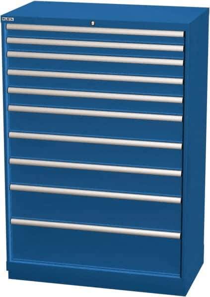 LISTA - 10 Drawer, Modular Storage Cabinet - Steel, 40-1/4" Wide x 22-1/2" Deep x 59-1/2" High, Blue - Eagle Tool & Supply