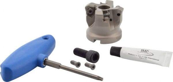 Iscar - 2" Cut Diam, 3/4" Arbor Hole, 0.138" Max Depth of Cut, 30° Indexable Chamfer & Angle Face Mill - 4 Inserts, H600 WXCU 0806 Insert, Right Hand Cut, 4 Flutes, Series Helido - Eagle Tool & Supply