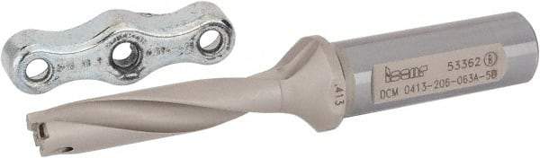Iscar - 0.413 to 0.429" Diam, 5xD, 2.06" Max Depth, 5/8" Shank Diam, 4.53" OAL, Replaceable Tip Drill - IDI-SG, IDI-SK Insert, DCM Toolholder, Series ChamDrill - Eagle Tool & Supply