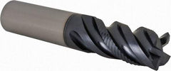 Iscar - 3/4" Diam, 1-1/2" LOC, 4 Flute Solid Carbide Roughing & Finishing Corner Chamfer End Mill - TiAlN Finish, 4" OAL, 3/4" Shank Diam, Straight Shank, 45° Helix, Centercutting, Regular Length - Eagle Tool & Supply