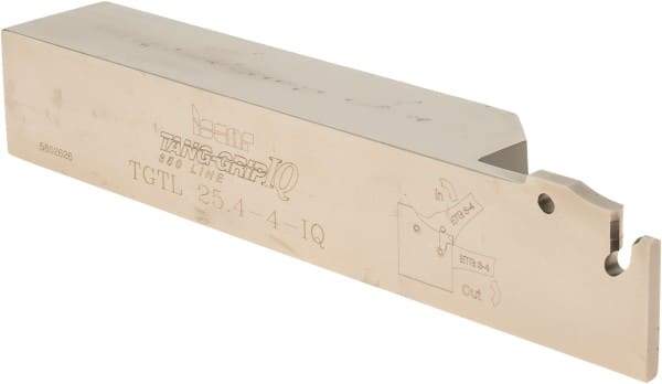 Iscar - External Thread, 1-1/4" Max Depth of Cut, 0.146" Min Groove Width, 5.905" OAL, Left Hand Indexable Grooving Cutoff Toolholder - 1" Shank Height x 1" Shank Width, TAG Insert Style, TGT Toolholder Style, Series Tang-GripIQ - Eagle Tool & Supply