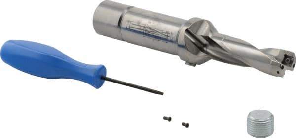 Iscar - 2-1/4" Max Drill Depth, 3xD, 3/4" Diam, Indexable Insert Drill - 1" Shank Diam, Straight Shank - Eagle Tool & Supply