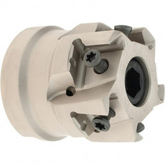 Iscar - 4 Inserts, 1-1/2" Cut Diam, 3/4" Arbor Diam, 0.492" Max Depth of Cut, Indexable Square-Shoulder Face Mill - 0/90° Lead Angle, 1.57" High, T490 LN.. 1306 Insert Compatibility, Through Coolant, Series Helitang - Eagle Tool & Supply