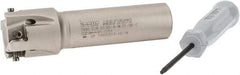 Iscar - 1" Cut Diam, 0.315" Max Depth of Cut, 3/4" Shank Diam, 3.38" OAL, Indexable Square Shoulder Helical End Mill - Weldon Shank, 90° Lead Angle, Through Coolant, Series Helitang - Eagle Tool & Supply
