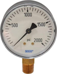 Wika - 2-1/2" Dial, 1/4 Thread, 0-2,000 Scale Range, Pressure Gauge - Lower Connection Mount, Accurate to 3-2-3% of Scale - Eagle Tool & Supply