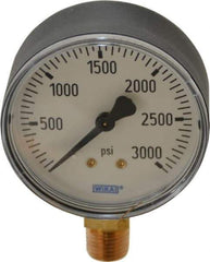 Wika - 2-1/2" Dial, 1/4 Thread, 0-3,000 Scale Range, Pressure Gauge - Lower Connection Mount, Accurate to 3-2-3% of Scale - Eagle Tool & Supply