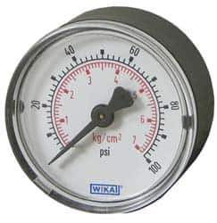 Wika - 2" Dial, 1/4 Thread, 0-600 Scale Range, Pressure Gauge - Center Back Connection Mount, Accurate to 3-2-3% of Scale - Eagle Tool & Supply