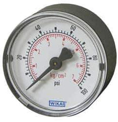 Wika - 3-1/2" Dial, 1/4 Thread, 0-100 Scale Range, Pressure Gauge - U-Clamp Panel Mount, Center Back Connection Mount, Accurate to 3-2-3% of Scale - Eagle Tool & Supply