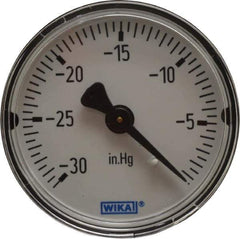 Wika - 2" Dial, 1/4 Thread, 30-0 Scale Range, Pressure Gauge - Center Back Connection Mount, Accurate to 3-2-3% of Scale - Eagle Tool & Supply