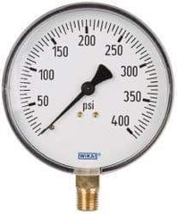 Wika - 4" Dial, 1/4 Thread, 0-400 Scale Range, Pressure Gauge - Lower Connection Mount, Accurate to 3-2-3% of Scale - Eagle Tool & Supply