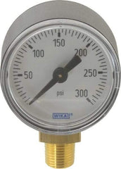 Wika - 1-1/2" Dial, 1/8 Thread, 0-300 Scale Range, Pressure Gauge - Lower Connection Mount, Accurate to 3-2-3% of Scale - Eagle Tool & Supply