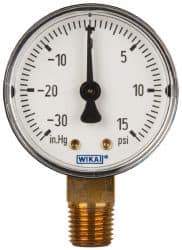 Wika - 2" Dial, 1/4 Thread, 30-0-15 Scale Range, Pressure Gauge - Lower Connection Mount, Accurate to 3-2-3% of Scale - Eagle Tool & Supply