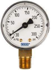 Wika - 2" Dial, 1/4 Thread, 30-0-300 Scale Range, Pressure Gauge - Lower Connection Mount, Accurate to 3-2-3% of Scale - Eagle Tool & Supply