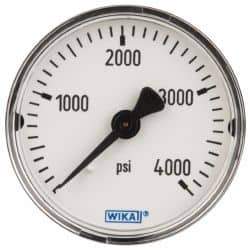Wika - 2" Dial, 1/4 Thread, 0-4,000 Scale Range, Pressure Gauge - Center Back Connection Mount, Accurate to 3-2-3% of Scale - Eagle Tool & Supply