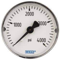 Wika - 2" Dial, 1/4 Thread, 0-4,000 Scale Range, Pressure Gauge - Center Back Connection Mount, Accurate to 3-2-3% of Scale - Eagle Tool & Supply