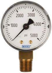 Wika - 2" Dial, 1/4 Thread, 0-5,000 Scale Range, Pressure Gauge - Lower Connection Mount, Accurate to 3-2-3% of Scale - Eagle Tool & Supply