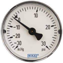 Wika - 2" Dial, 1/4 Thread, 30-0-30 Scale Range, Pressure Gauge - Center Back Connection Mount, Accurate to 3-2-3% of Scale - Eagle Tool & Supply