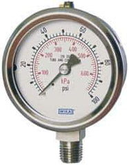Wika - 2-1/2" Dial, 1/4 Thread, 0-400 Scale Range, Pressure Gauge - Lower Connection Mount, Accurate to 2-1-2% of Scale - Eagle Tool & Supply