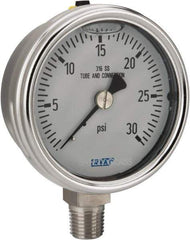 Wika - 2-1/2" Dial, 1/4 Thread, 0-30 Scale Range, Pressure Gauge - Lower Connection Mount, Accurate to 2-1-2% of Scale - Eagle Tool & Supply