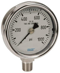 Wika - 2-1/2" Dial, 1/4 Thread, 0-1,000 Scale Range, Pressure Gauge - Lower Connection Mount, Accurate to 2-1-2% of Scale - Eagle Tool & Supply