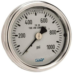 Wika - 2-1/2" Dial, 1/4 Thread, 0-1,000 Scale Range, Pressure Gauge - Center Back Connection Mount, Accurate to 2-1-2% of Scale - Eagle Tool & Supply