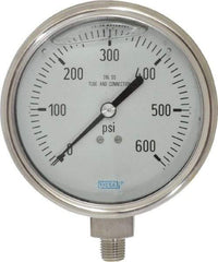 Wika - 4" Dial, 1/4 Thread, 0-600 Scale Range, Pressure Gauge - Lower Connection Mount, Accurate to 1% of Scale - Eagle Tool & Supply