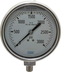 Wika - 4" Dial, 1/4 Thread, 0-3,000 Scale Range, Pressure Gauge - Lower Connection Mount, Accurate to 1% of Scale - Eagle Tool & Supply