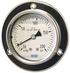 Wika - 2-1/2" Dial, 1/4 Thread, 30-0-300 Scale Range, Pressure Gauge - Lower Back Connection Mount, Accurate to 2-1-2% of Scale - Eagle Tool & Supply