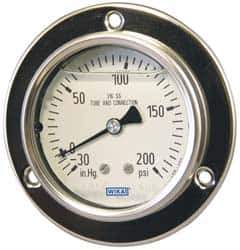 Wika - 2-1/2" Dial, 1/4 Thread, 0-400 Scale Range, Pressure Gauge - Lower Back Connection Mount, Accurate to 2-1-2% of Scale - Eagle Tool & Supply