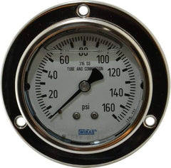 Wika - 2-1/2" Dial, 1/4 Thread, 0-160 Scale Range, Pressure Gauge - Lower Back Connection Mount, Accurate to 2-1-2% of Scale - Eagle Tool & Supply