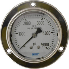 Wika - 2-1/2" Dial, 1/4 Thread, 0-5,000 Scale Range, Pressure Gauge - Lower Back Connection Mount, Accurate to 2-1-2% of Scale - Eagle Tool & Supply