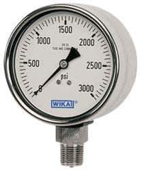 Wika - 2-1/2" Dial, 1/4 Thread, 0-30 Scale Range, Pressure Gauge - Lower Back Connection Mount, Accurate to 2-1-2% of Scale - Eagle Tool & Supply