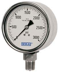 Wika - 2-1/2" Dial, 1/4 Thread, 0-6,000 Scale Range, Pressure Gauge - Lower Back Connection Mount, Accurate to 2-1-2% of Scale - Eagle Tool & Supply