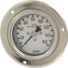 Wika - 2-1/2" Dial, 1/4 Thread, 0-160 Scale Range, Pressure Gauge - Lower Back Connection Mount, Accurate to 2-1-2% of Scale - Eagle Tool & Supply