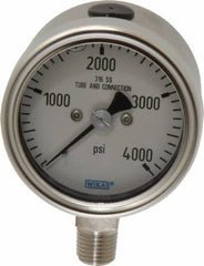 Wika - 2-1/2" Dial, 1/4 Thread, 0-4,000 Scale Range, Pressure Gauge - Lower Connection Mount, Accurate to 2-1-2% of Scale - Eagle Tool & Supply