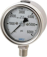 Wika - 2-1/2" Dial, 1/4 Thread, 0-6,000 Scale Range, Pressure Gauge - Lower Connection Mount, Accurate to 2-1-2% of Scale - Eagle Tool & Supply