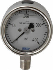 Wika - 2-1/2" Dial, 1/4 Thread, 400 Scale Range, Pressure Gauge - Lower Connection Mount, Accurate to 2-1-2% of Scale - Eagle Tool & Supply