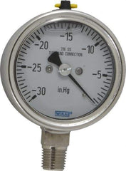 Wika - 2-1/2" Dial, 1/4 Thread, 30 Scale Range, Pressure Gauge - Lower Connection Mount, Accurate to 2-1-2% of Scale - Eagle Tool & Supply