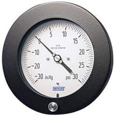 Wika - 4-1/2" Dial, 1/4 Thread, 0-15 Scale Range, Pressure Gauge - Lower Back Connection Mount, Accurate to 0.5% of Scale - Eagle Tool & Supply